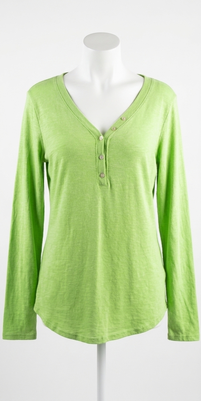NEW GIGI MODA iseppa henley long sleeve shirt in lime